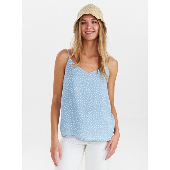 Ann Taylor Loft Tops - Ann Taylor Loft Blue Sleeveless Lightweight Casual Tiny Bird Print Top Blouse